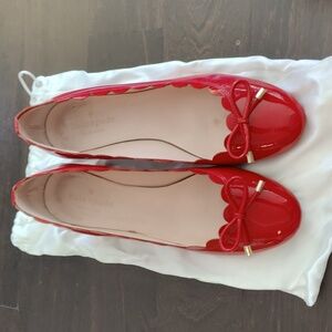 Kate Spade Red Lacquer Leather Heels with Tie Accent - Size 7.5, Pre-Owned